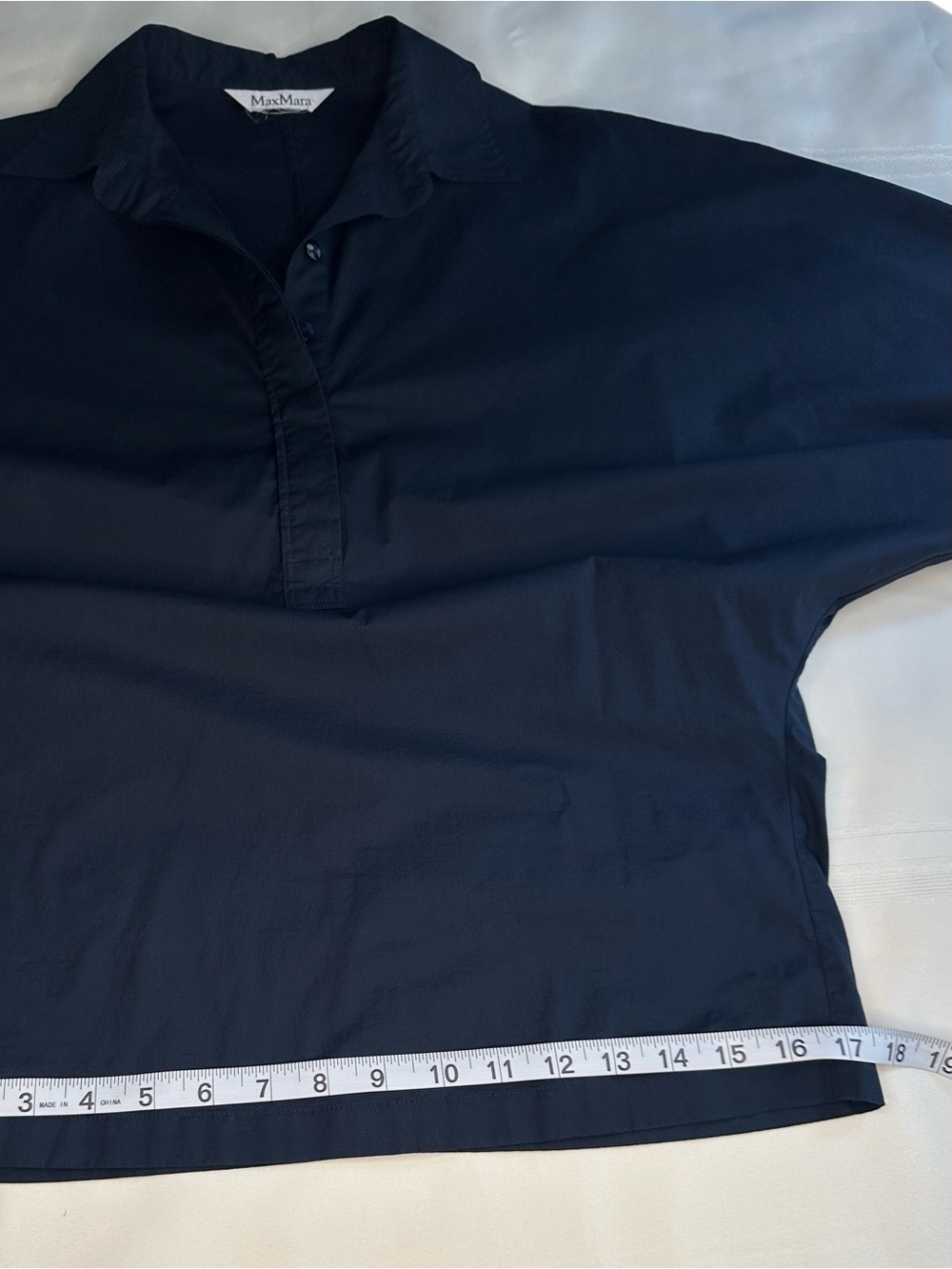 MaxMara Navy Relaxed Button-Front Blouse - Picture 10 of 13